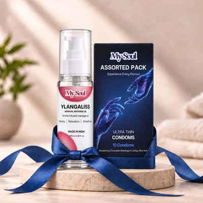 Assorted Ultra Thin Condom 10N & Scented Couples Massage Oil 100 ML